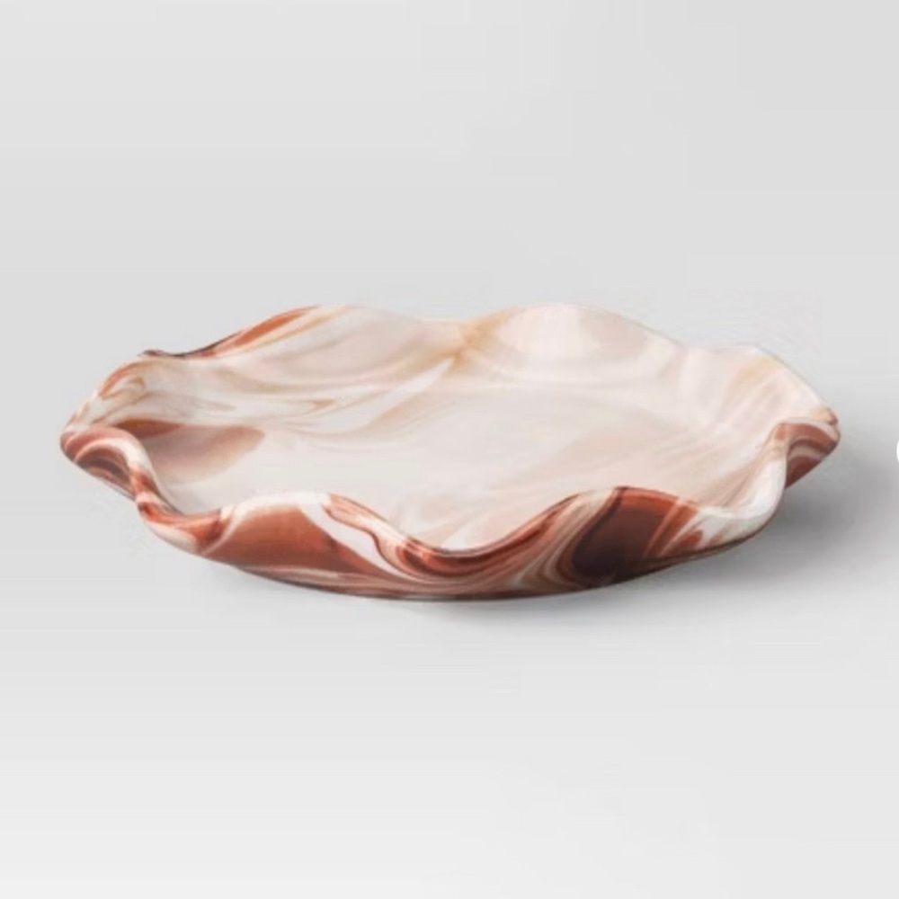 Neutral Marbled Ceramic Catchall Tray Beige - Threshold™